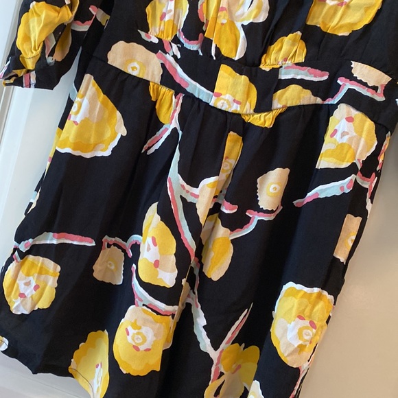 ANTHROPOLOGIE | Elevenses Yellow Black Floral Romper women’s Medium - Picture 7 of 9